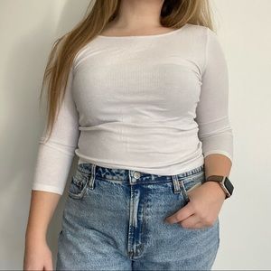 AE White Quarter Sleeve